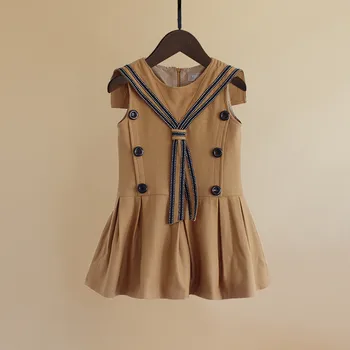 

2020 Summer 4-8Y Kids Baby Girls Dress Clothes Stripe Print Sleeveless Suspender Bib Straight Overalls Dress Outfits