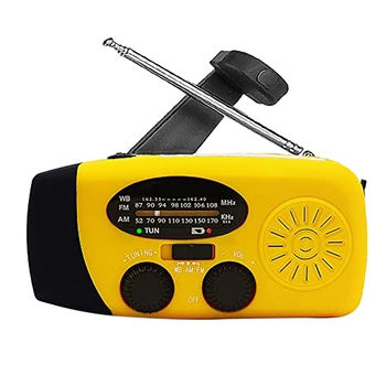 

Solar Radio Emergency AM/FM/NOAA Weather Radio 1000MAh Hand Crank Radio with 3 LED Flashlight (Yellow)