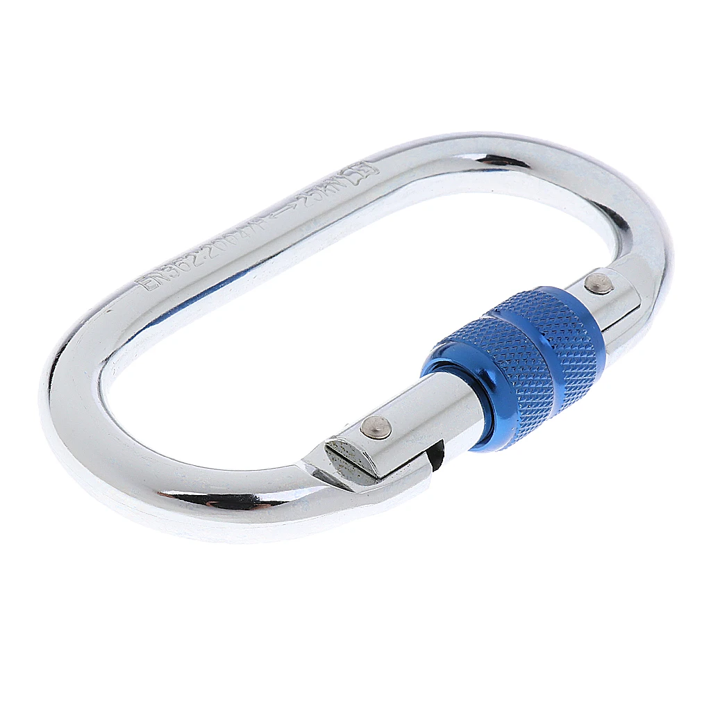 Steel  Lock Carabiner Clip Hook for Hiking Climbing - Red Silver