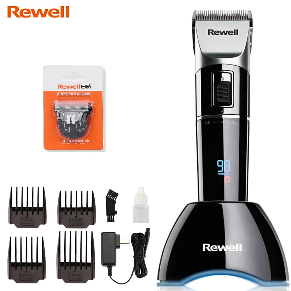 Add 1pcs Blade Rewell профессиональная электрическая машинка для стрижки волос перезаряжаемая машинка для стрижки волос титановое лезвие литиевое 2500 мАч ЖК-дисплей машинка для стрижки волос - Цвет: Add 1pcs Blade