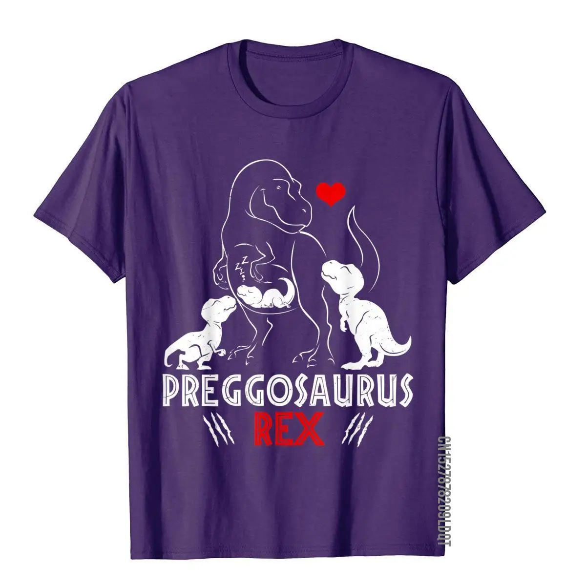 Mamasaurus Pregosaurus Rex Funny Pregnancy Have Three Kids T-Shirt__B11523purple
