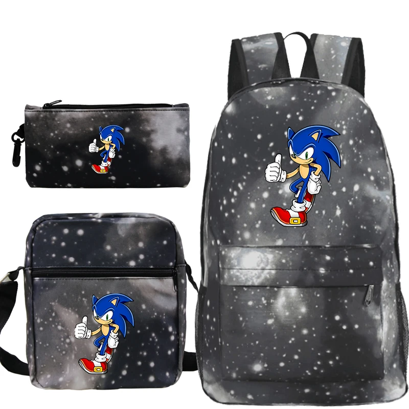 Mochila Sonic The рюкзак с ежом Men 3 шт./компл. аниме хип хоп Plecak Sac A Dos Femme Kpop Чехол Карандаш