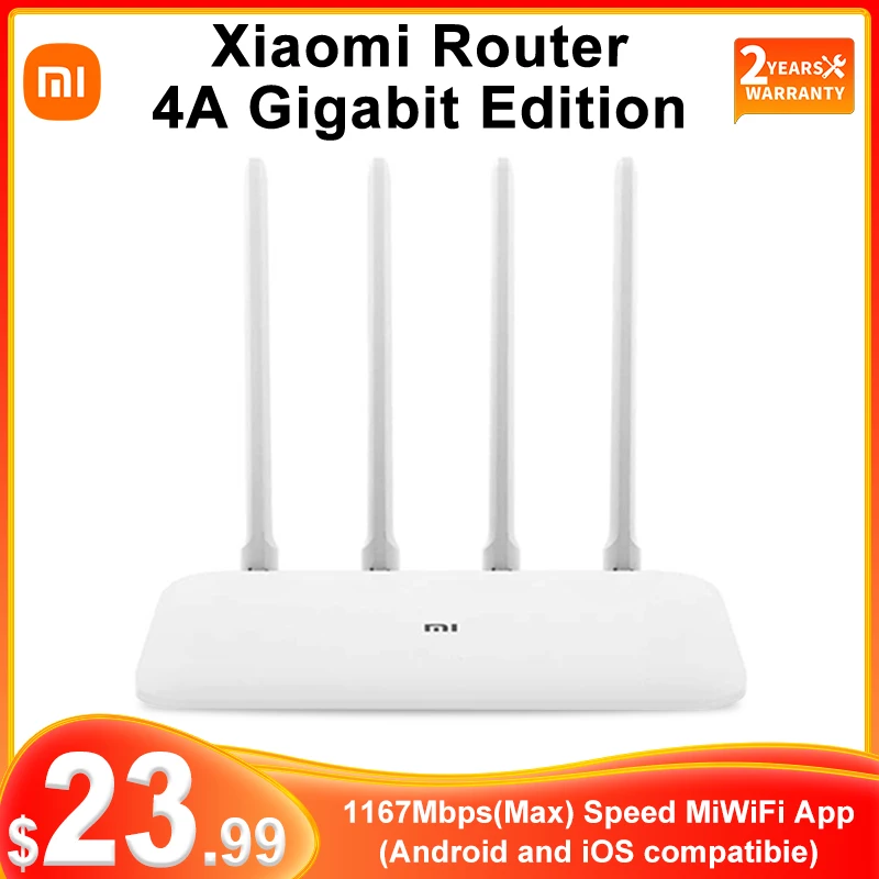 Маршрутизатор Xiaomi 4 A Gigabit Edition 1167 Мбит/с 2 ГГц/5 ГГц ретранслятор Wi-Fi 128 Мб DDR3 с