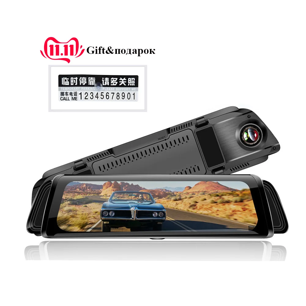 10 inch touch screen car dvr camera android mirror rear mirror dash cam Dual Lens With Rearview Camera Video Recorder