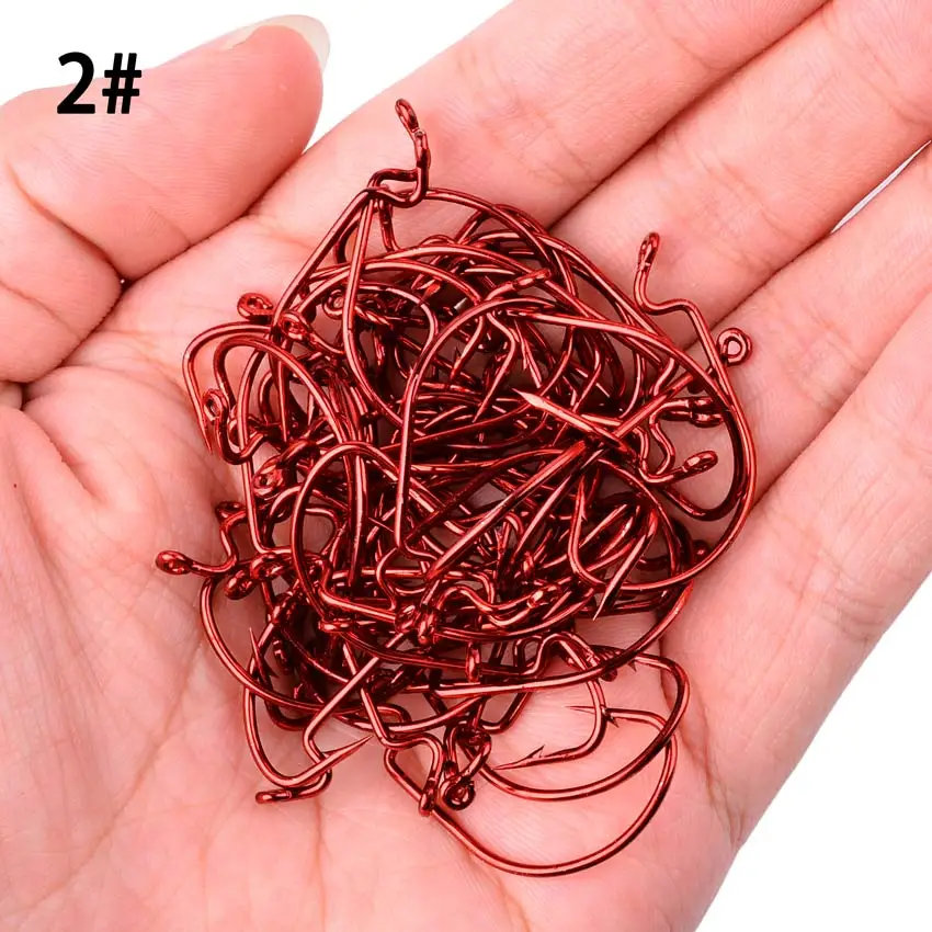 50pcs/ Box high-carbon steel fishing hooks 5/0#-6# crank fishing hook lure worm pesca for soft bait fish tackle accessories