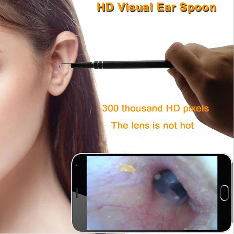 USB Ear Cleaning Endoscope HD Visual Spoon Multifunctional Earpick With Mini Camera Health Care Cleaner ear wax removal | Безопасность и