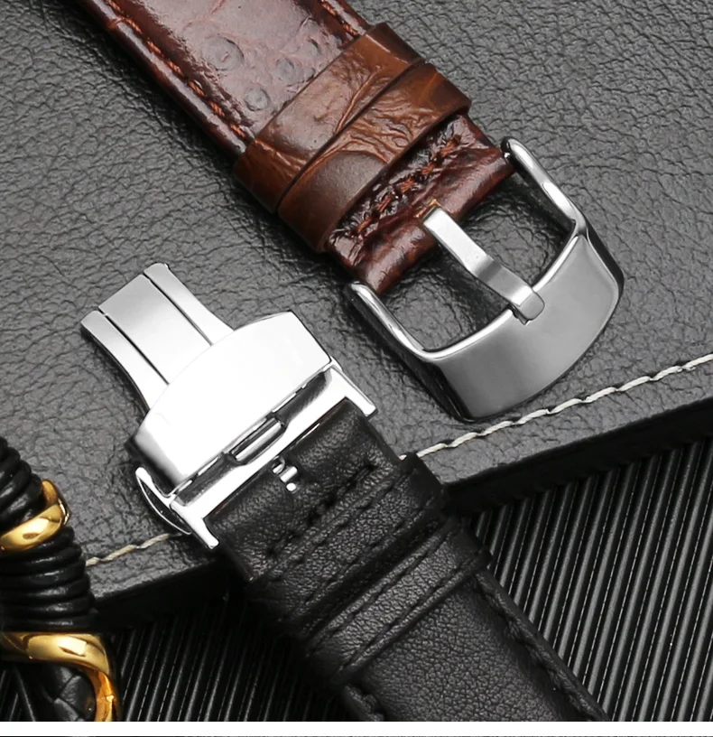 Кожаный ремешок для SWATCH Swatch YRS403 412 402 г из воловьей кожи для наручных часов Ремешок фитинги с пуговицами-бабочками