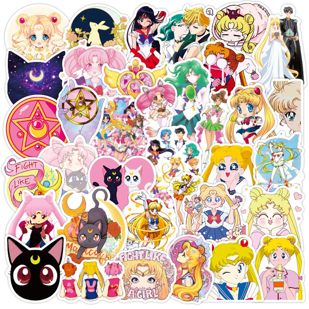 Skateboard Stickers Luggage Cool Sailor Moon Anime Girl Waterproof Guitar Classic Toy