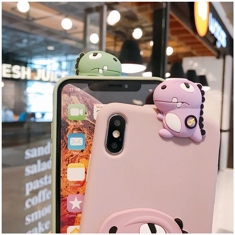 Чехол для iPhone 11 Pro Xs Max XR 6 7 8Plus чехол с динозавром мягкий из ТПУ ремешком