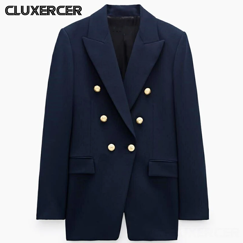 

Spring Autumn Women Fashion Blazers Coat Solid Office Lady Double Breasted Suit Jackets