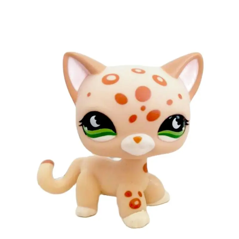 Littlest Pet Shop Girl toys Kitty Tan Brown Spotted Short Hair Cat LPS #852 B
