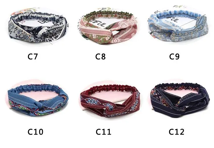 Fashion Women Hair Accessories Bow Chiffon Floral Hair Band Headband Fabric Cross Knotted Korea Headdress ladies Hoop