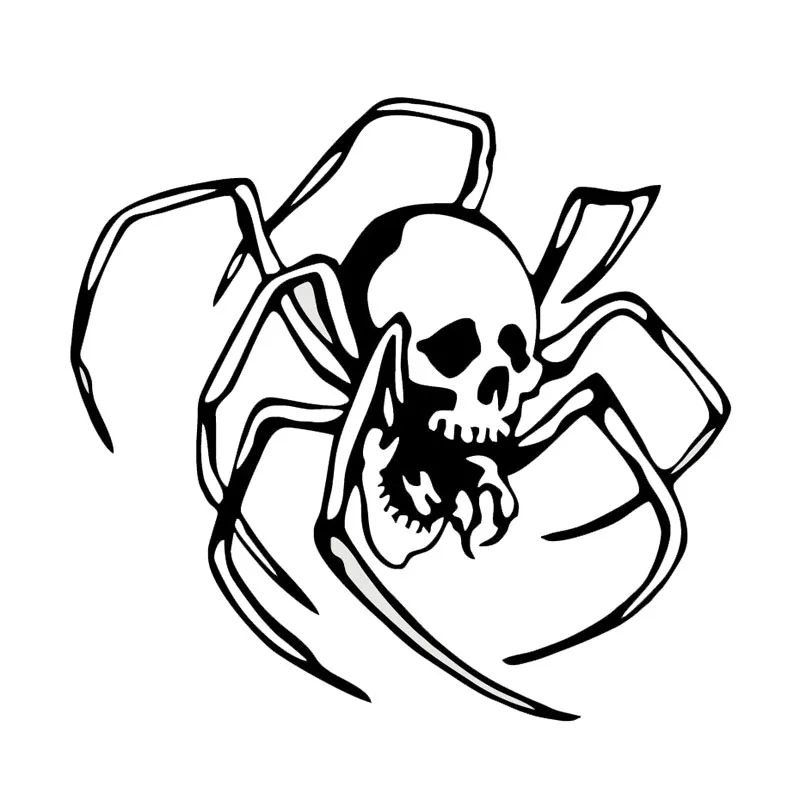 

DAWASARU Vinyl Car Body Decal Creepy Arachnid Skull Spider Fashion Car Sticker Black/Silver Ccessories Custom 12*11CM