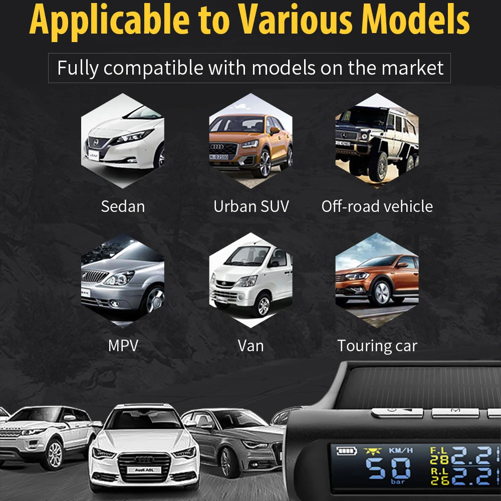 Universal GPS Speedometer Auto Tire pressure Sensor Tpms On-board computer Hud 2 in 1 Headup Display Solar Energy Car Electronic Universal GPS Speedometer Auto Tire pressure Sensor Tpms On-board computer Hud 2 in 1 Headup Display Solar Energy Car Electronic
