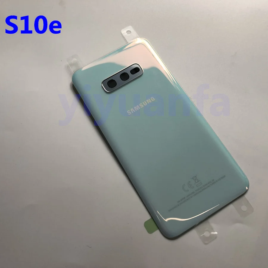 Samsung Galaxy S10 G973 S10 Plus G975 S10E задняя крышка батарейного отсека задняя крышка Корпус Запасные части+ стеклянная рамка объектива камеры - Цвет: S10e white