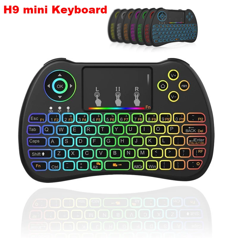 H9 2 4 ГГц мини клавиатура с RGB подсветкой сенсорной панелью портативная для ПК Smart tv