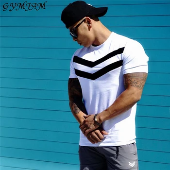 

GYMJAM trend summer short-sleeved T-shirt men's new 2019 round neck shirt casual men's T-shirt jogger streetwear men's clothing