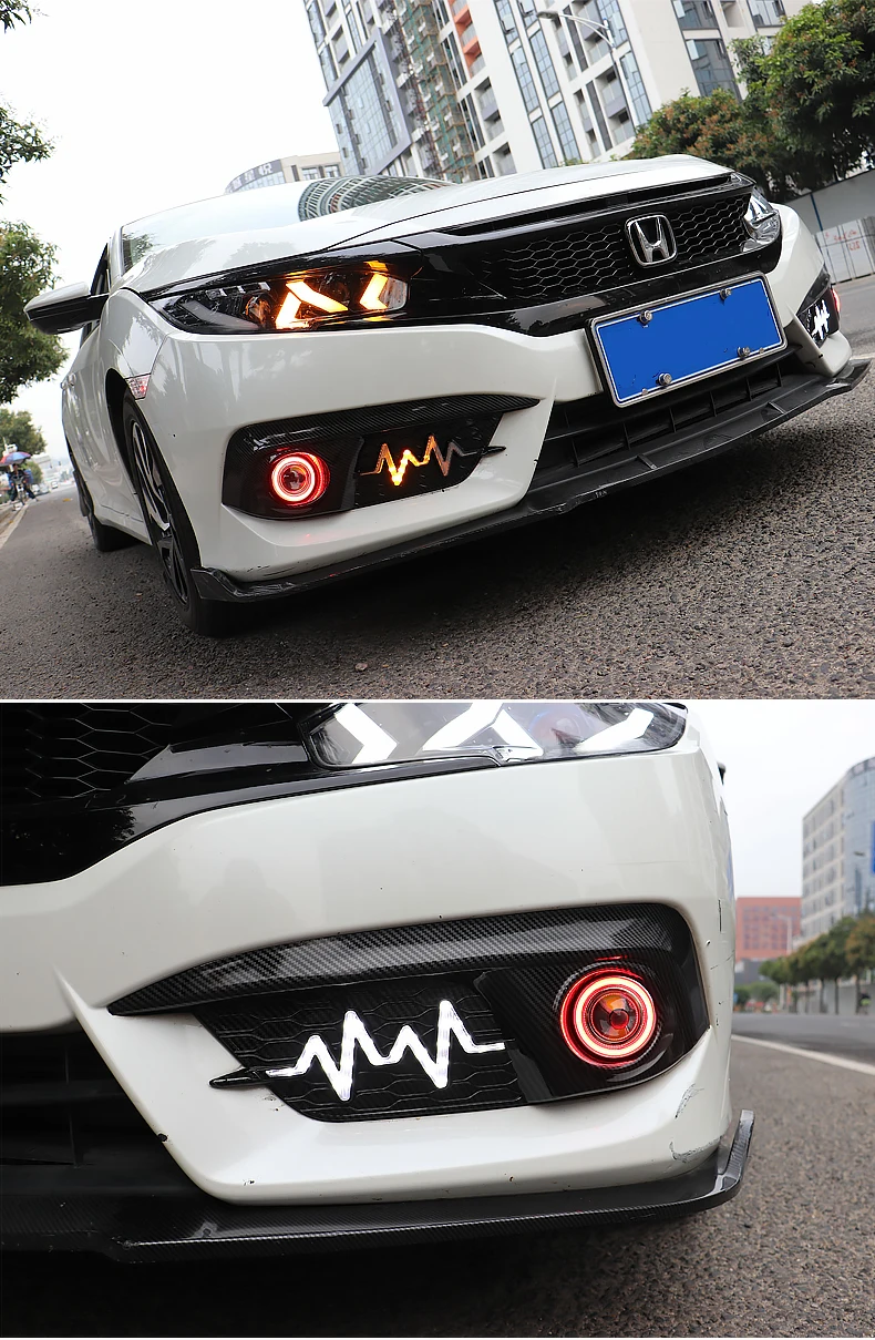 Aiwins для Honda Civic- 10-го поколения светодиодный фонарь дневной светофор противотуманная фара тыльная лампа декоративная переоборудованная автомобильная лампа