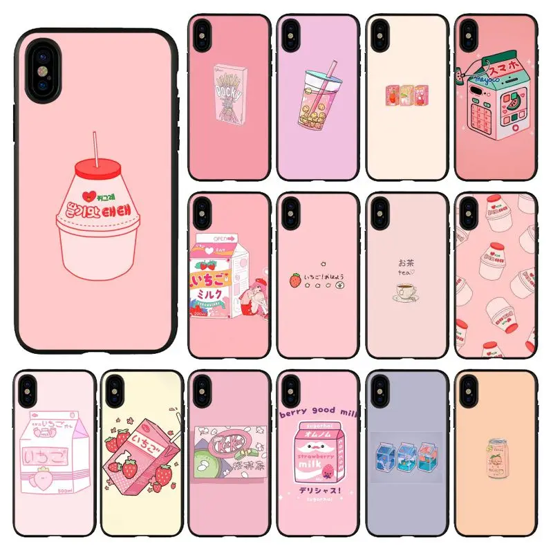 HTxian Kawaii японский клубничный молочный пищевой чехол для телефона iPhone 11 pro XS MAX 8 7 6 6S