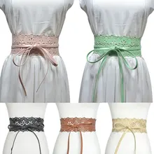 Women's Stylish Patterned Wide Belt 1PC Pure Color Sweet Small Fresh Imitation Leather Soft Ladies Decorative Waistband