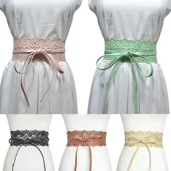 Women's Stylish Patterned Wide Belt 1PC Pure Color Sweet Small Fresh Imitation Leather Soft Ladies Decorative Waistband