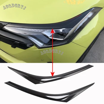 

For Toyota CHR C-HR 2018-2019 Carbon Fiber Look & ABS Chrome Front Headlight Eyebrows Eyelids Molding Cover Trim Car Styling