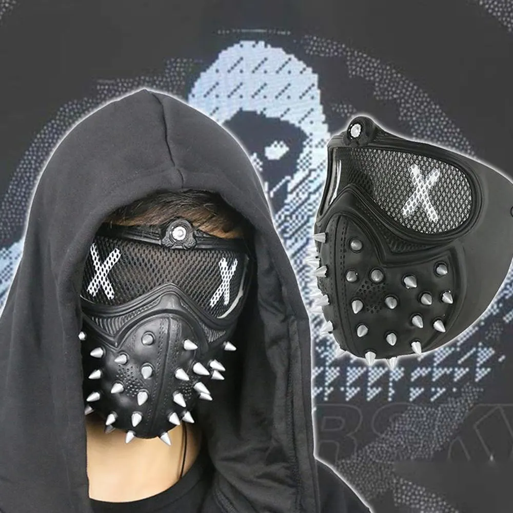 

Halloween Punk Devil Cosplay Anime Stage Mask Ghost Steps Street Masquerade Death Masks Watch Dog 2 Rivet Face Masks Party