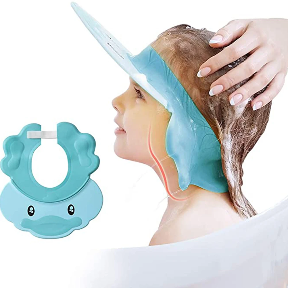 Gorro de ducha para lavado de pelo para niños, protector para champú para ojos, orejas y cara, visera ajustable para baño de bebé, gorros protectores de agua