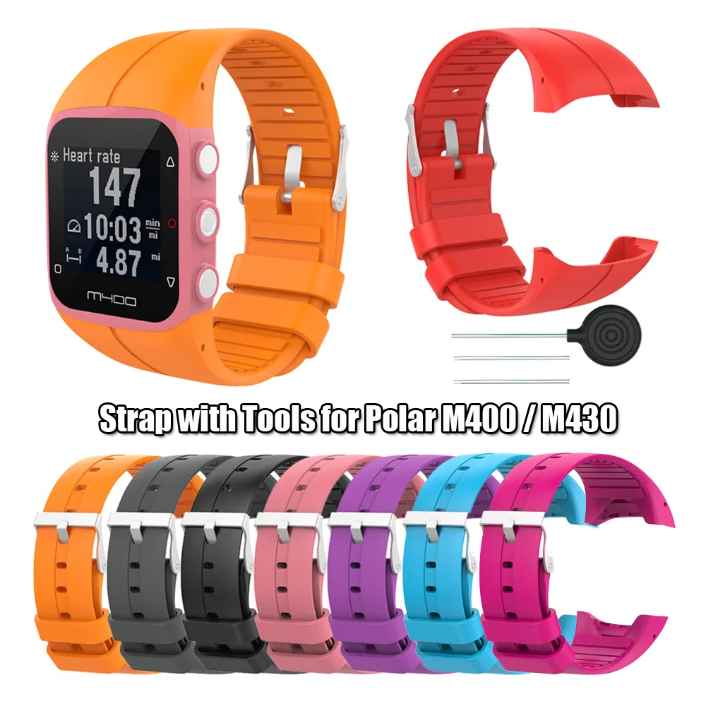 FIFATA Silicone Band Protective Case For Polar M430 M400 Sport Watch Strap  Bracelet+Protector Shell