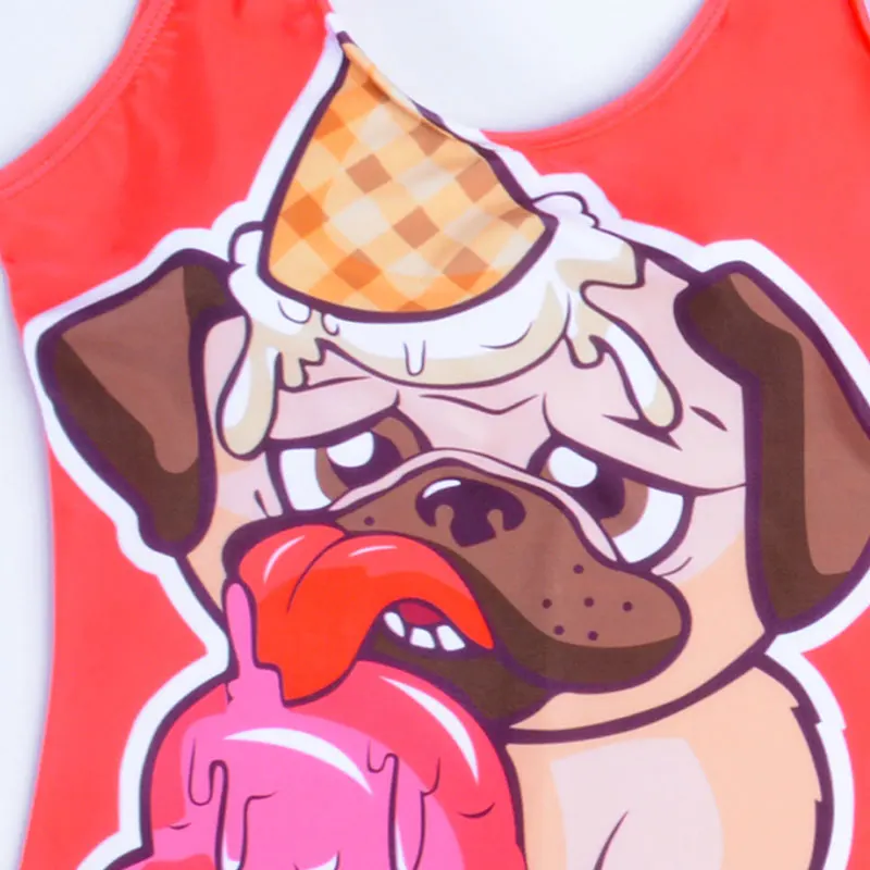 Семейный одинаковый купальник для мамы и дочери монокини мороженого мопса