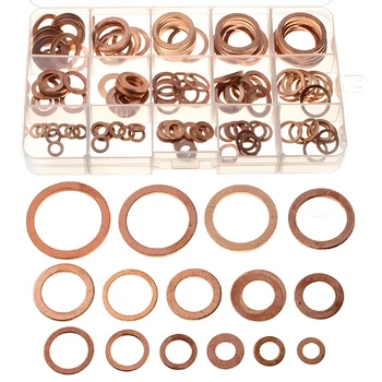 

Mayitr 150pcs Car Auto Copper Washers Solid Copper Sump Plug Assorted Engine Sump Washer Set Accessories