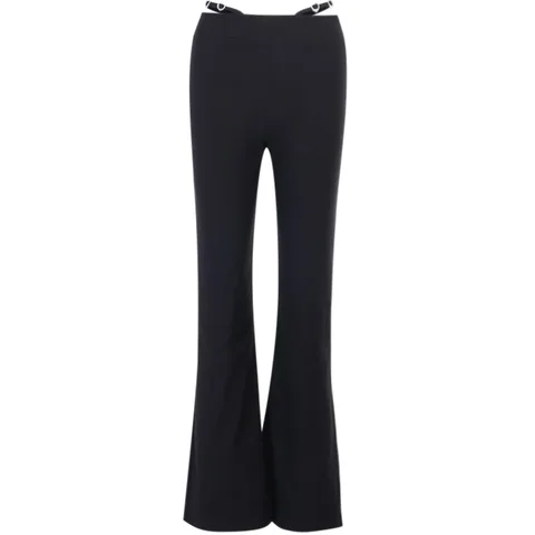 Elegant Women's Hollow Out Waist Slim Flare Pant Autumn Solid Color Trousers Legging 2020 Fashion Casual Women Clothing
