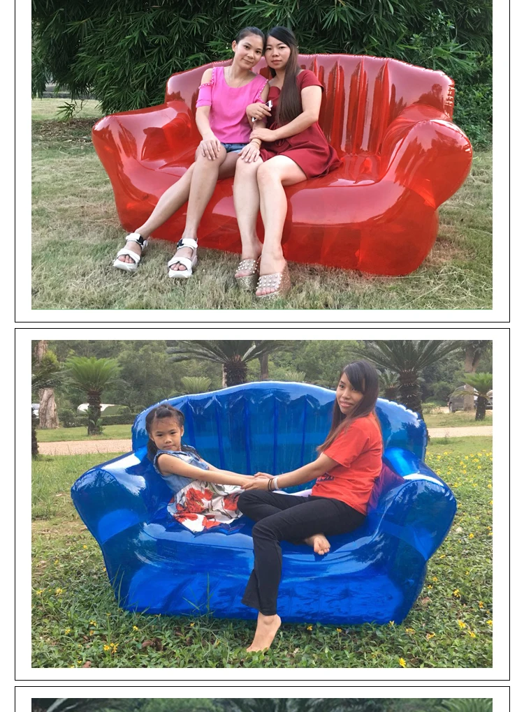 Высококачественный модный трендовый надувной двойной прозрачный диван мягкий и