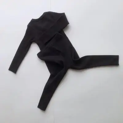 HITOMAGIC/Одежда для мальчиков и девочек; Детский комплект в рубчик; детская одежда с длинными рукавами; сезон осень-зима; пижамные комплекты; штаны - Цвет: Black