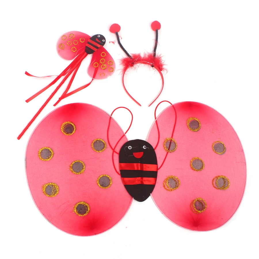 Girls Ladybug Tutu Dress Kids Ladybug Halloween Birthday Insect Animal Costume Girls Fancy Dress with Wings Antenna and Wand  (1)