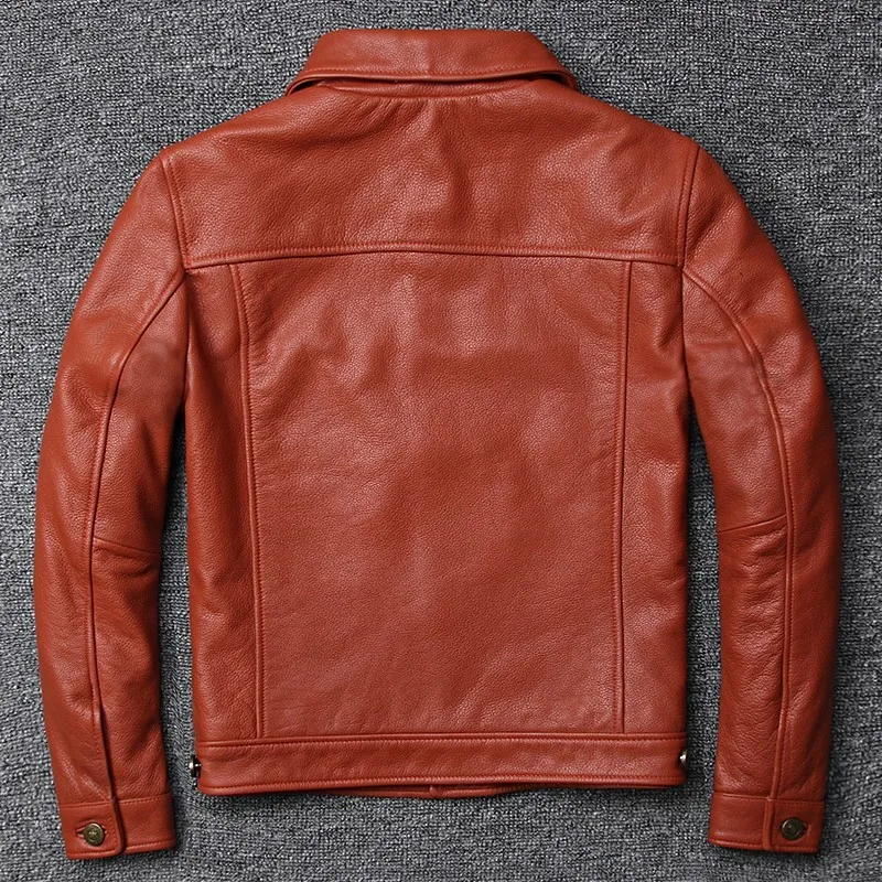 

100% Genuine Leather Mens Aviator Jacket Italy Luxury Single Breasted Short Windproof Biker Leather Pilot Coat Plus Size 5XL