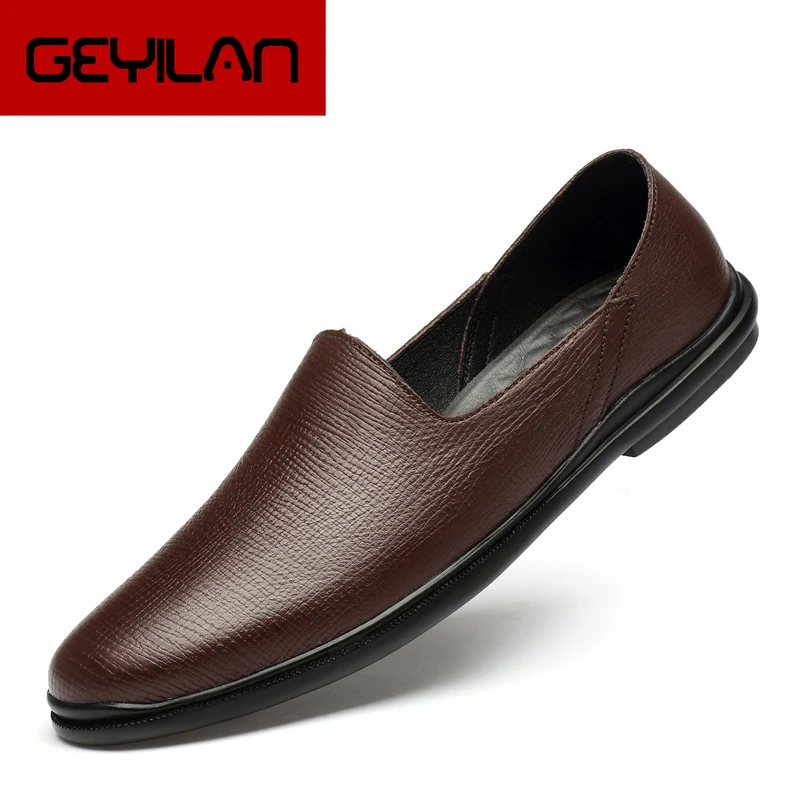 

2020 New Men Loafers Genuine Leather High Quality Mens Casual Shoes Luxury Breathable Slip on Moccasins Driving Shoes