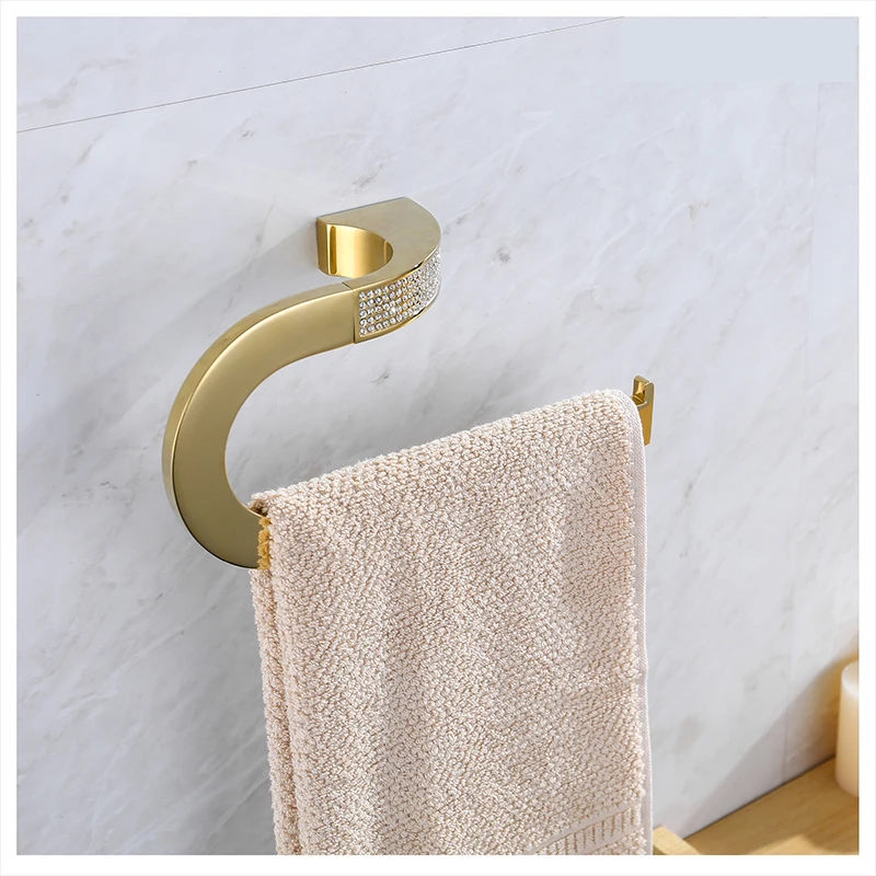 Bath Hardware Set Gold European Luxury Crystal Gold Bathroom Accessories Set Soap Dish Wall Mounted Towel Paper Holder