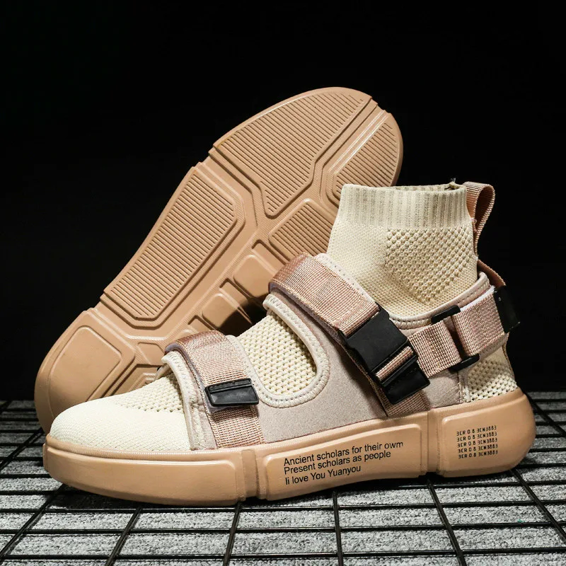 Мужские кроссовки на плоской подошве светло коричневые Повседневные Легкие