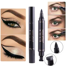 Miss Rose Очаровательная кошачий глаз Крылатая подводка для глаз Сексуальная Косметика для глаз печать крыло двойная голова Водонепроницаемый Подводка для глаз инструменты для макияжа