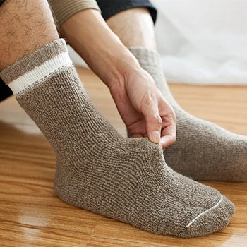 

High Quality Super Thick Merino Wool Sock Long Solid Color Winter Socks Men Knitted White/Black Luxury Socks Mens
