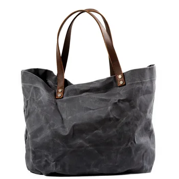 

Ougger Big Handbgs Women 2019 Shoulder Bags Summer Gray Canvas Vintage Latest Model Waterproof Tote Bag for Business
