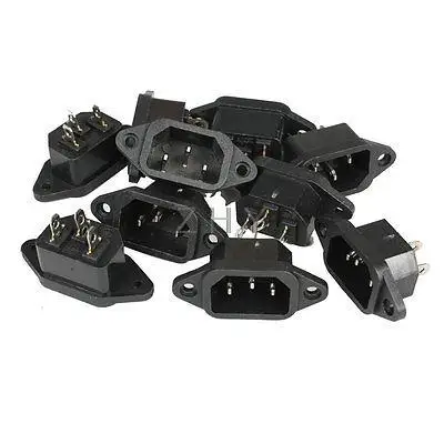 

10 x IEC320 Electrical 3 Pins C14 Plug Connector AC 250V 10A