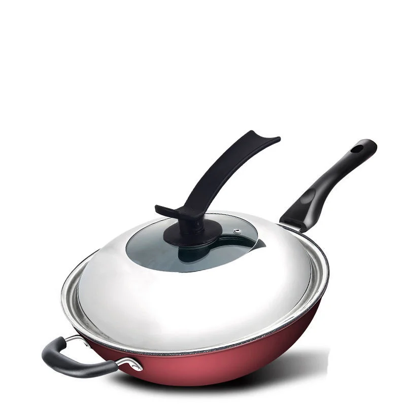 Maifan Stone Non stick Pan Flat bottomed Wok No Lampblack Household