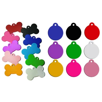 

100Pcs Personalized Bone Dog ID Tags Customized Cat Puppy Name Phone Pet ID Tags & 100Pcs Circle Dog Cat ID Tags