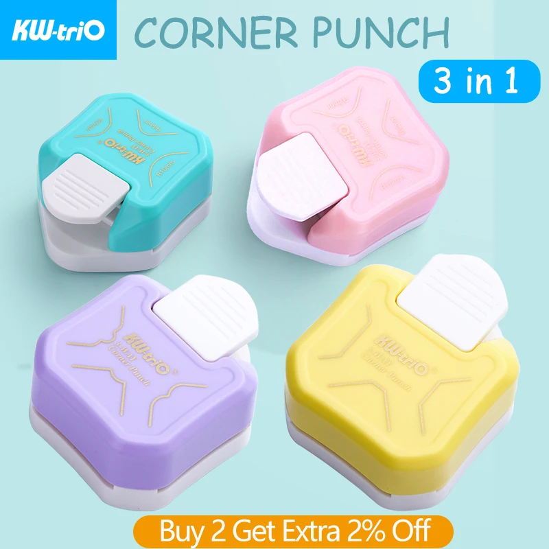 

KW-triO 3-in-1 Corner Punch Machine Mini Corner Trimmer Punch Corner Round Paper Cutter DIY Card Photo Planner Cutting Supplies