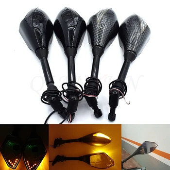 

Universal Motorcycle mirrors Carbon Fiber LED Turn Signals Rearview Mirrors FOR KAWASAKI Z250 Z800 Z1000 ER-6F ER6F ER-6N ER6N