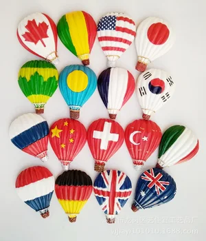 

1Pc Resin Fridge Magnets Hot Air Balloon Shape Magnet Refrigerator Decor China France America Japan Logo Ball Message Sticker