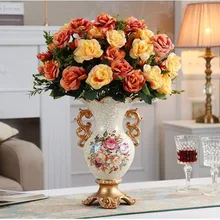 Европейский дворец смолы ваза, украшения для дома, обеденный стол офисные настольные украшения, свадебные подарки, американский ретро шелк f