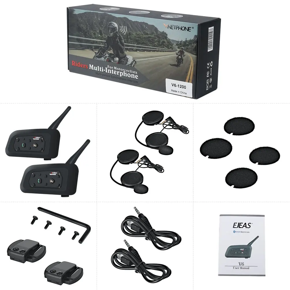 2 stücke Motorrad Bluetooth Intercom Headset 1200m Intercom Kommunikation Bereich Helm Intercom Intercom Zwischen 6 Motorradfahrer 2 stücke Motorrad Bluetooth Intercom Headset 1200m Intercom Kommunikation Bereich Helm Intercom Intercom Zwischen 6 Motorradfahrer